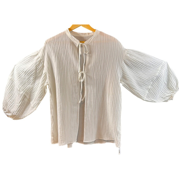 EAPHI NWT Romantic Minimalist Oversized Textured Gauzy Ethereal Balloon Sleeve - Picture 6 of 14